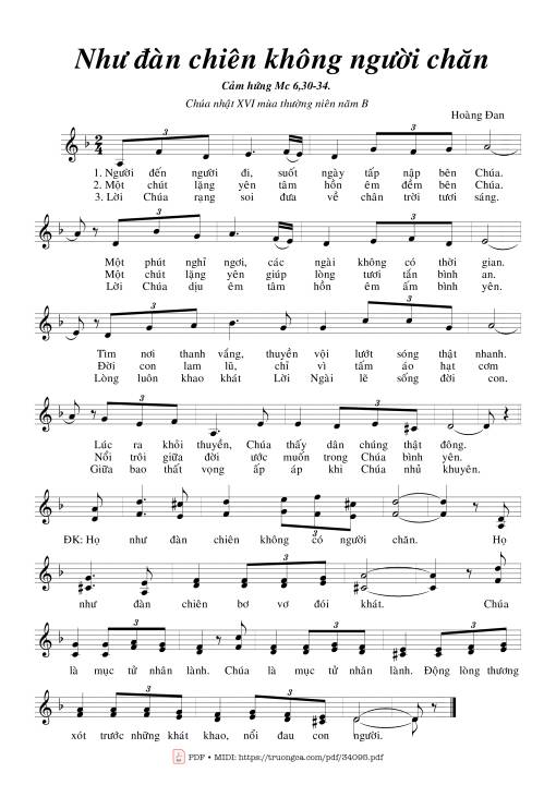 Sheet nhạc PDF bài Như Đàn Chiên Không Người Chăn