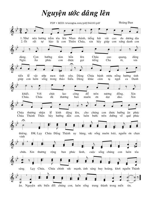 Sheet nhạc PDF bài Nguyện Ước Dâng Lên