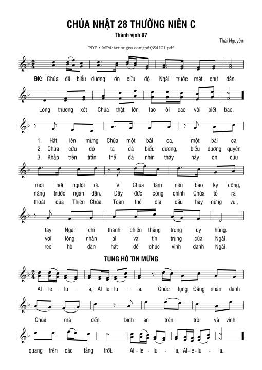 Sheet nhạc PDF bài Thánh Vịnh 97, Chúa Nhật 28C Thường Niên