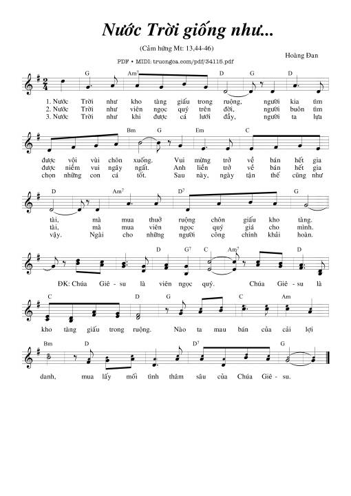 Sheet nhạc PDF bài Nước Trời Giống Như