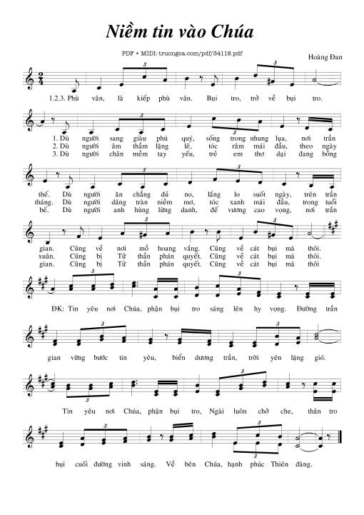 Sheet nhạc PDF bài Niềm Tin Vào Chúa