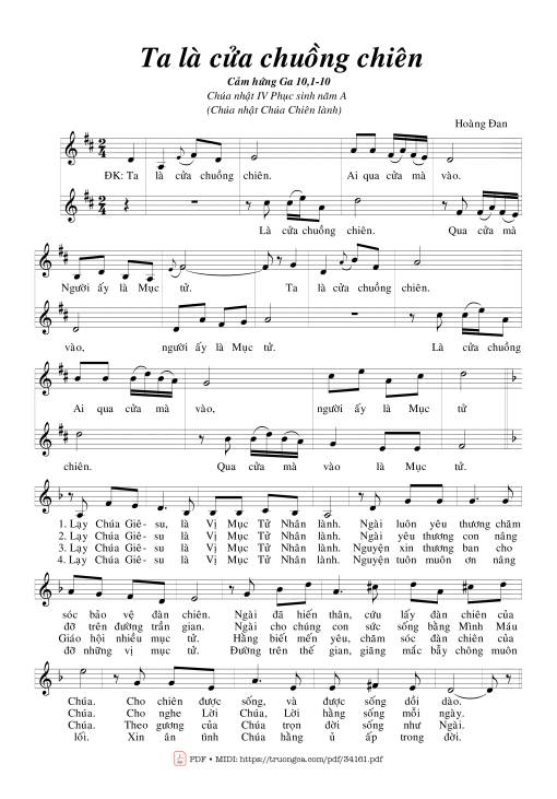 Sheet nhạc PDF bài Ta Là Cửa Chuồng Chiên