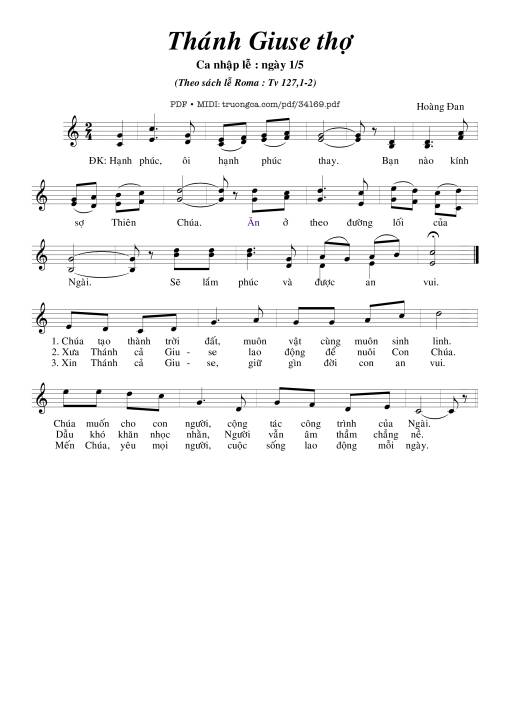 Sheet nhạc PDF bài Thánh Giuse Thợ