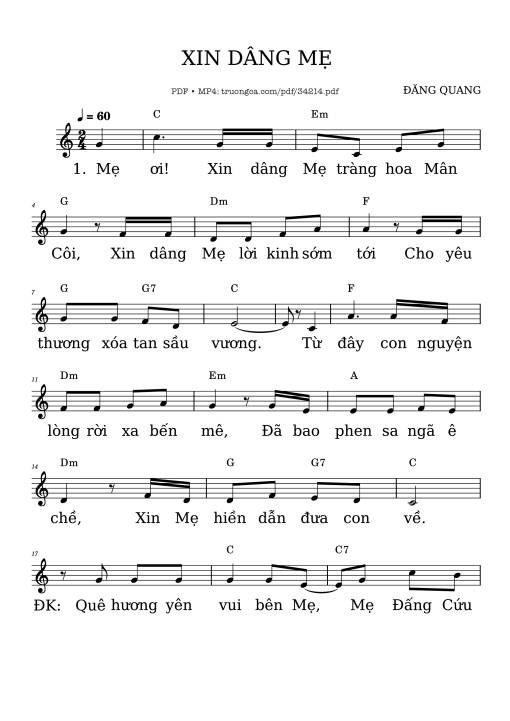 Xin dâng mẹ - ĐĂNG QUANG