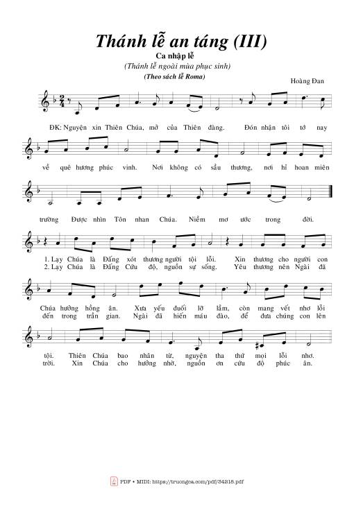 Sheet nhạc PDF bài Thánh Lễ An Táng Iii