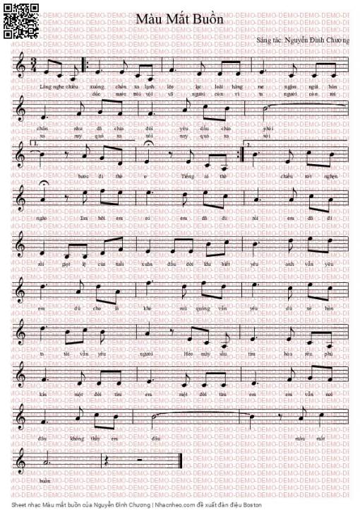 Sheet nhạc PDF bài Màu mắt buồn