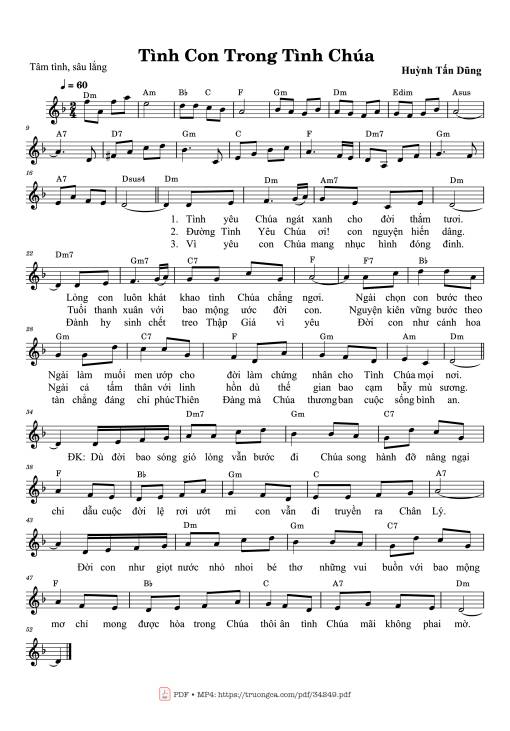 Sheet nhạc PDF bài Tình Con Trong Tình Chúa