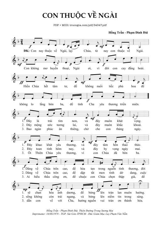 Sheet nhạc PDF bài Con Thuộc Về Ngài