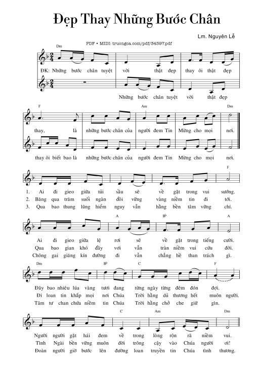 Sheet nhạc PDF bài Những bước chân tuyệt vời