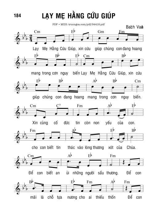 Sheet nhạc PDF bài Lạy Mẹ Hằng Cứu Giúp