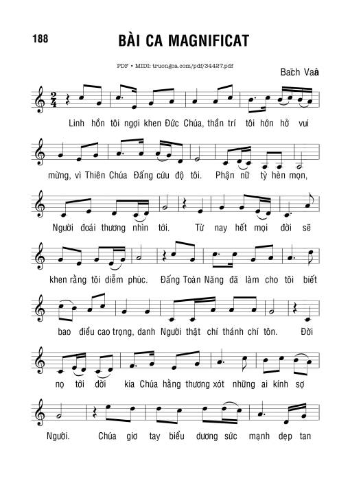 Sheet nhạc PDF bài Bài Ca Magnificat