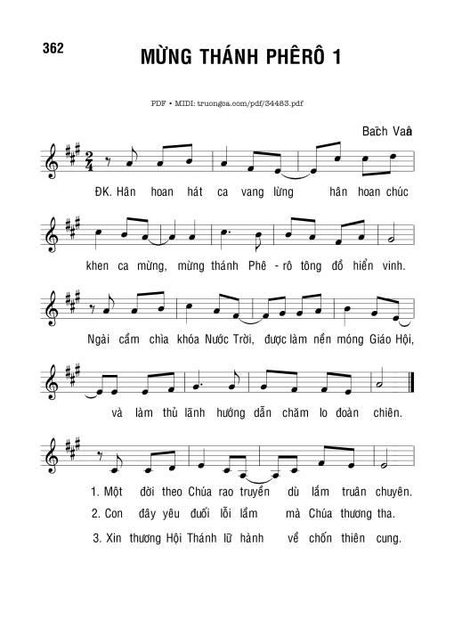 Sheet nhạc PDF bài Mừng Thánh Phêrô 1
