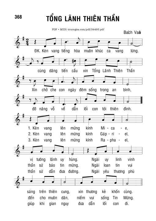 Sheet nhạc PDF bài Tổng Lãnh Thiên Thần