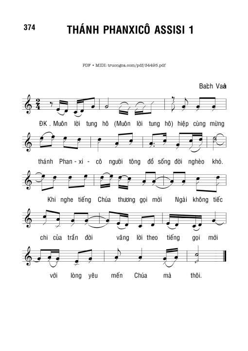 Sheet nhạc PDF bài Thánh Phanxicô Assisi 1