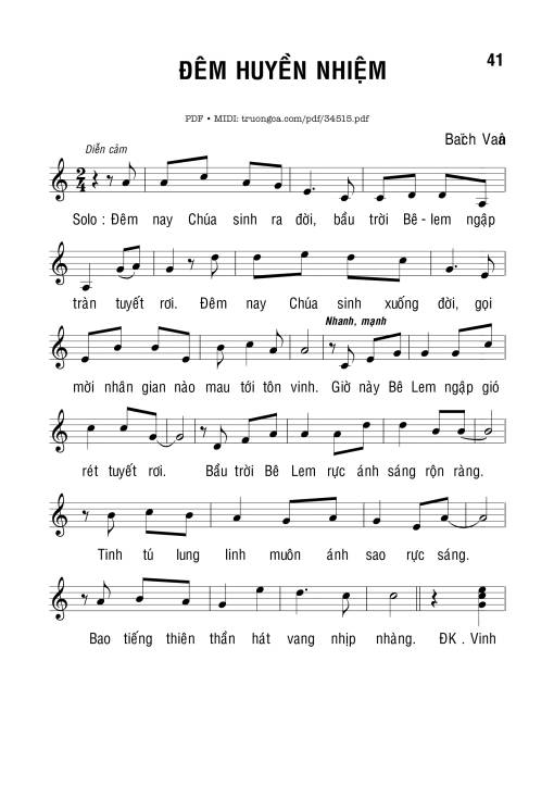 Sheet nhạc PDF bài Đêm Huyền Nhiệm