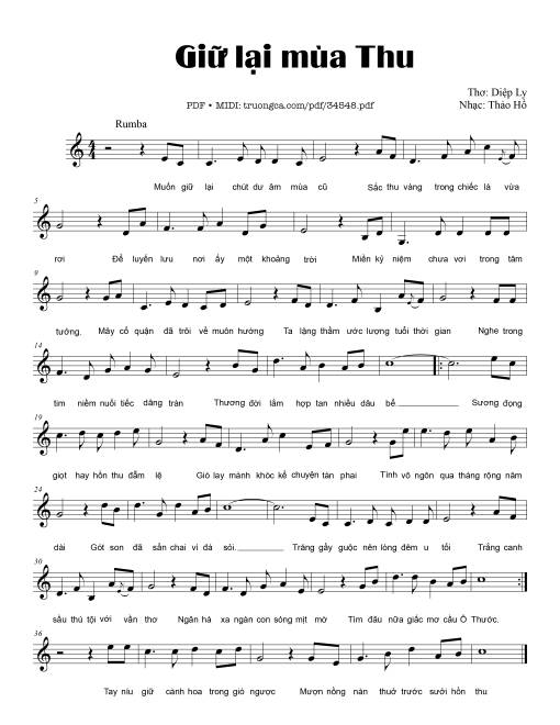 Sheet nhạc PDF bài Giữ lại mùa Thu