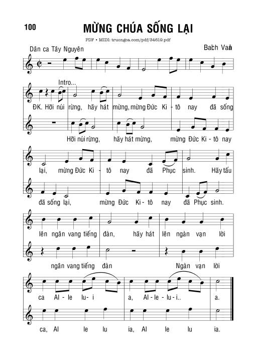 Sheet nhạc PDF bài Mừng Chúa Sống Lại