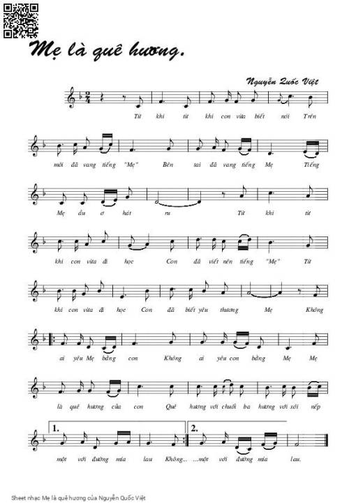 Sheet nhạc PDF bài Mẹ là quê hương