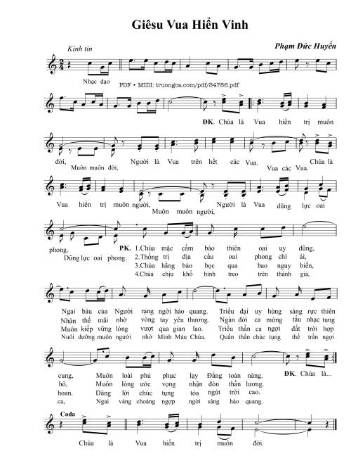 Sheet nhạc PDF bài Giêsu Vua Hiển Vinh
