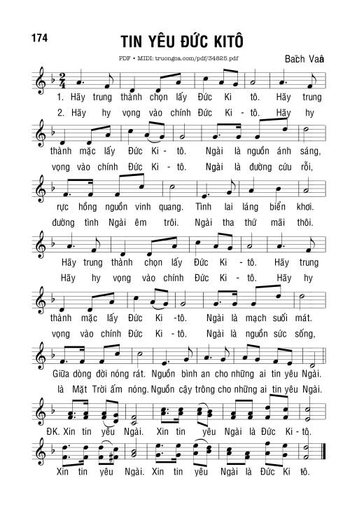 Sheet nhạc PDF bài Tin Yêu Đức Kitô