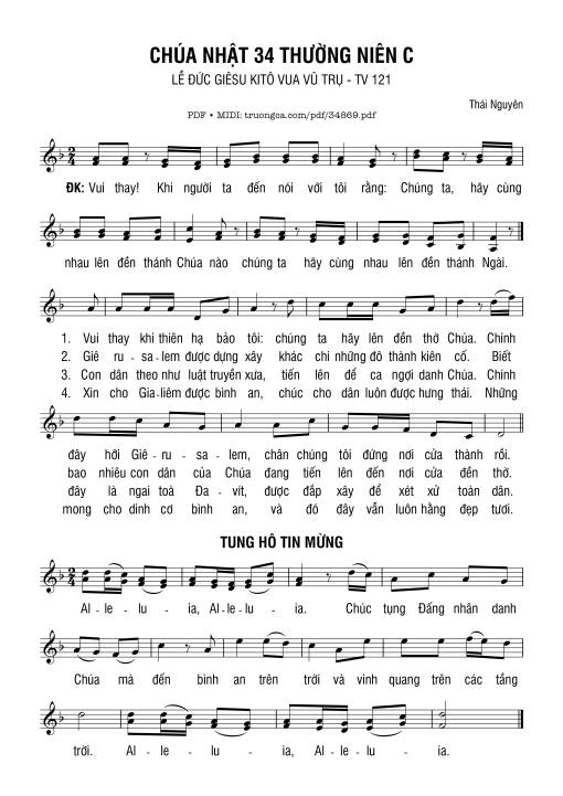 Thánh Vịnh 121, Chúa Nhật 34C Thường Niên