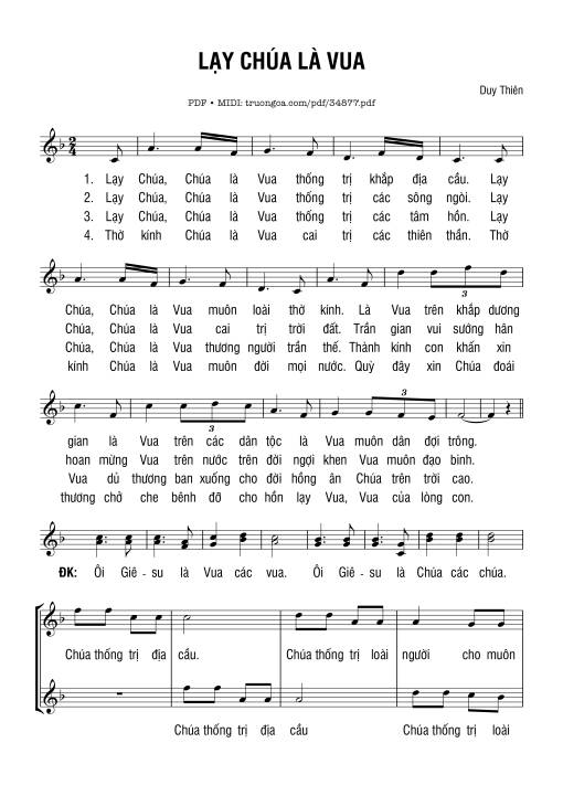 Sheet nhạc PDF bài Lạy Chúa Là Vua