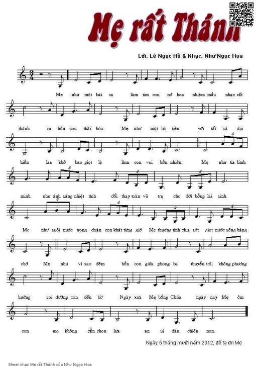 Sheet nhạc PDF bài Mẹ rất Thánh
