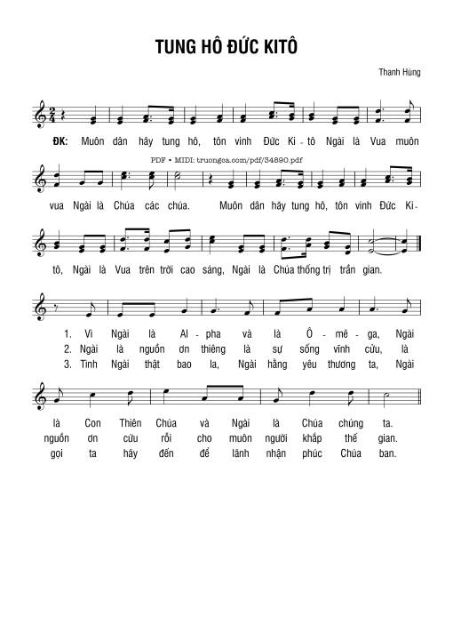 Sheet nhạc PDF bài Tung Hô Đức Kitô