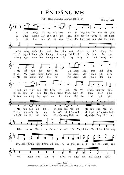 Tiến Dâng Mẹ - Hoàng Luật