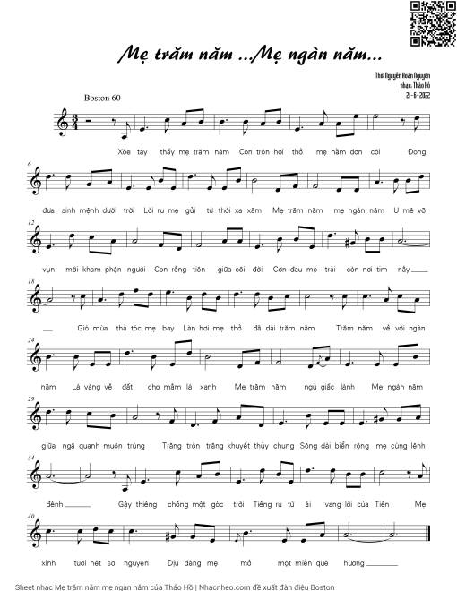 Sheet nhạc PDF bài Mẹ trăm năm mẹ ngàn năm