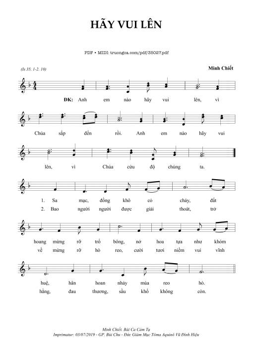 Sheet nhạc PDF bài Hãy Vui Lên - Minh Chiết