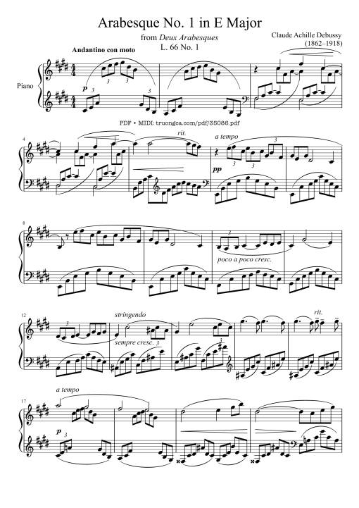 Arabesque L. 66 No. 1 in E Major