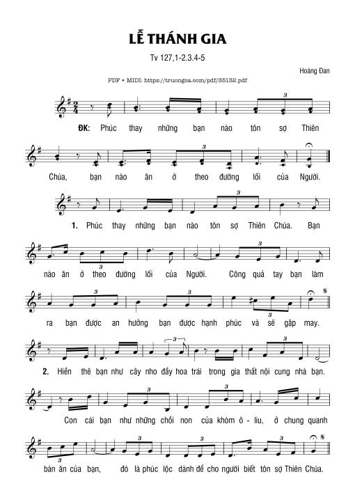 Sheet nhạc PDF bài Thánh Vịnh 127, Lễ Thánh Gia