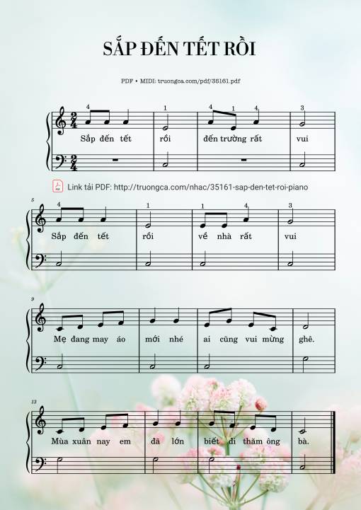 Sheet nhạc PDF bài Sắp đến tết rồi Piano EASY