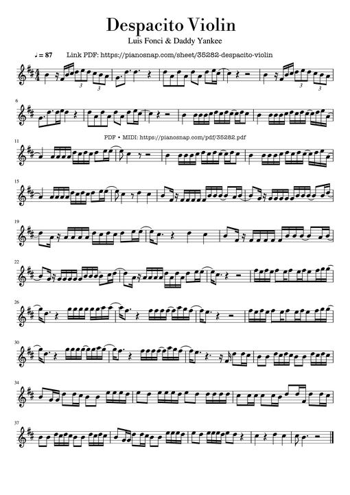 Sheet nhạc PDF bài Despacito Violin