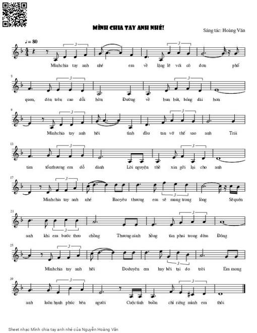 Sheet nhạc PDF bài Mình chia tay anh nhé