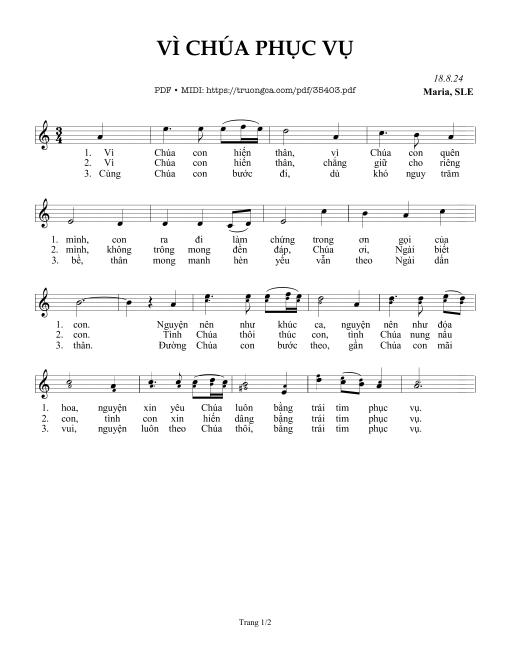 Vì Chúa Phục Vụ