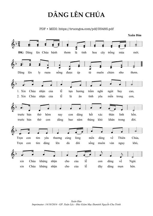 Dâng Lên Chúa - Xuân Đàn