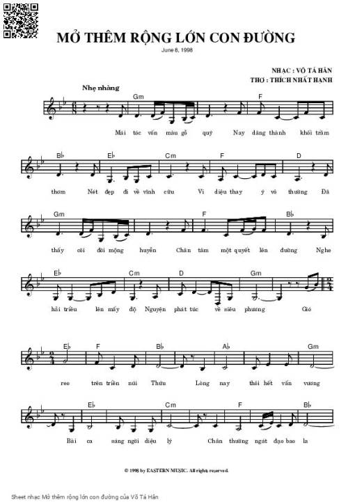 Sheet nhạc PDF bài Mở thêm rộng lớn con đường