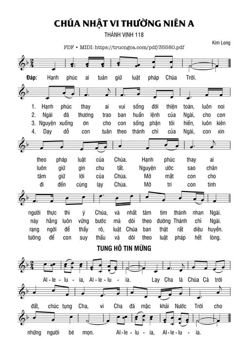 Sheet nhạc PDF bài Thánh Vịnh 118, Chúa Nhật 6A Thường Niên