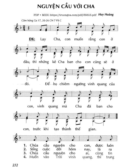 Sheet nhạc PDF bài Nguyện Cầu Với Cha