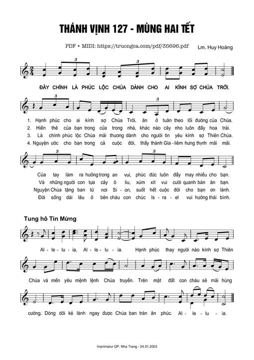 Thánh Vịnh 127, Mùng 2 Tết