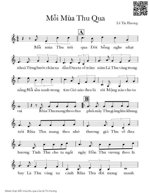 Sheet nhạc PDF bài Mỗi mùa thu qua