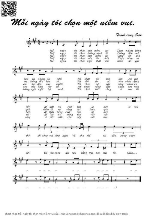Sheet nhạc PDF bài Mỗi ngày tôi chọn một niềm vui