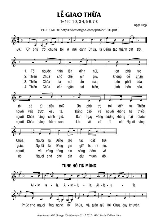 Thánh Vịnh 120, Lễ Giao Thừa