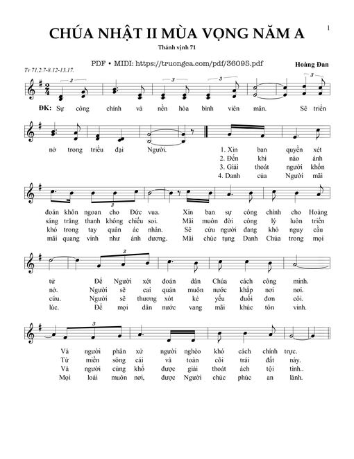 Chúa Nhật 2 Mùa Vọng Năm A (Tv 71)