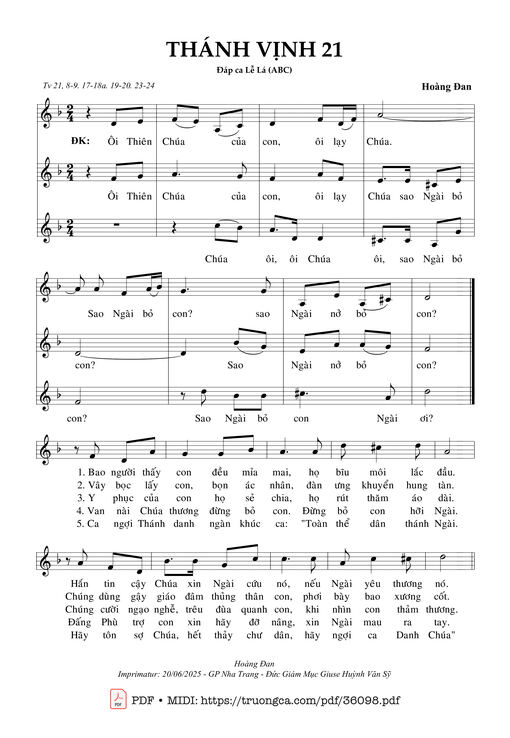 Thánh Vịnh 21 (Đáp Ca Lễ Lá Abc)