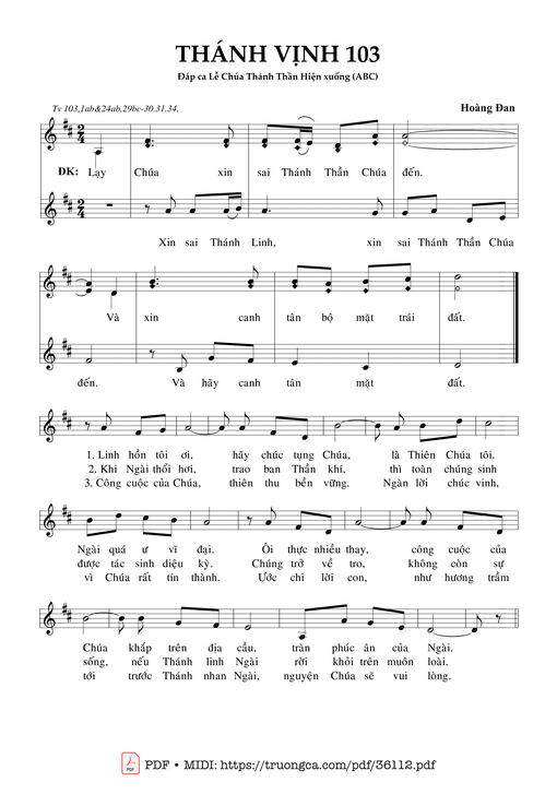 Thánh Vịnh 103 (Đáp Ca Lễ Chúa Thánh Thần Hiện Xuống)