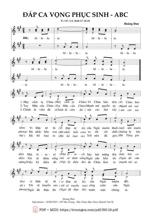 Đáp Ca Vọng Phục Sinh Abc (Tv 117)