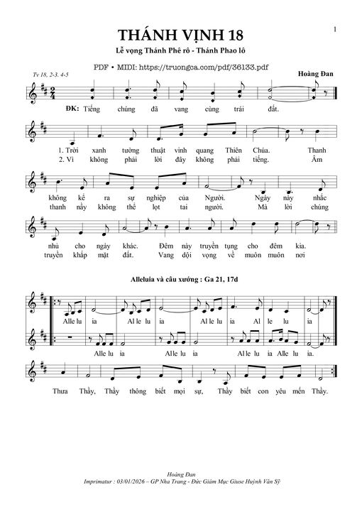 Thánh Vịnh 18 [2] (Lễ Vọng Thánh Phêrô Và Thánh Phaolô)